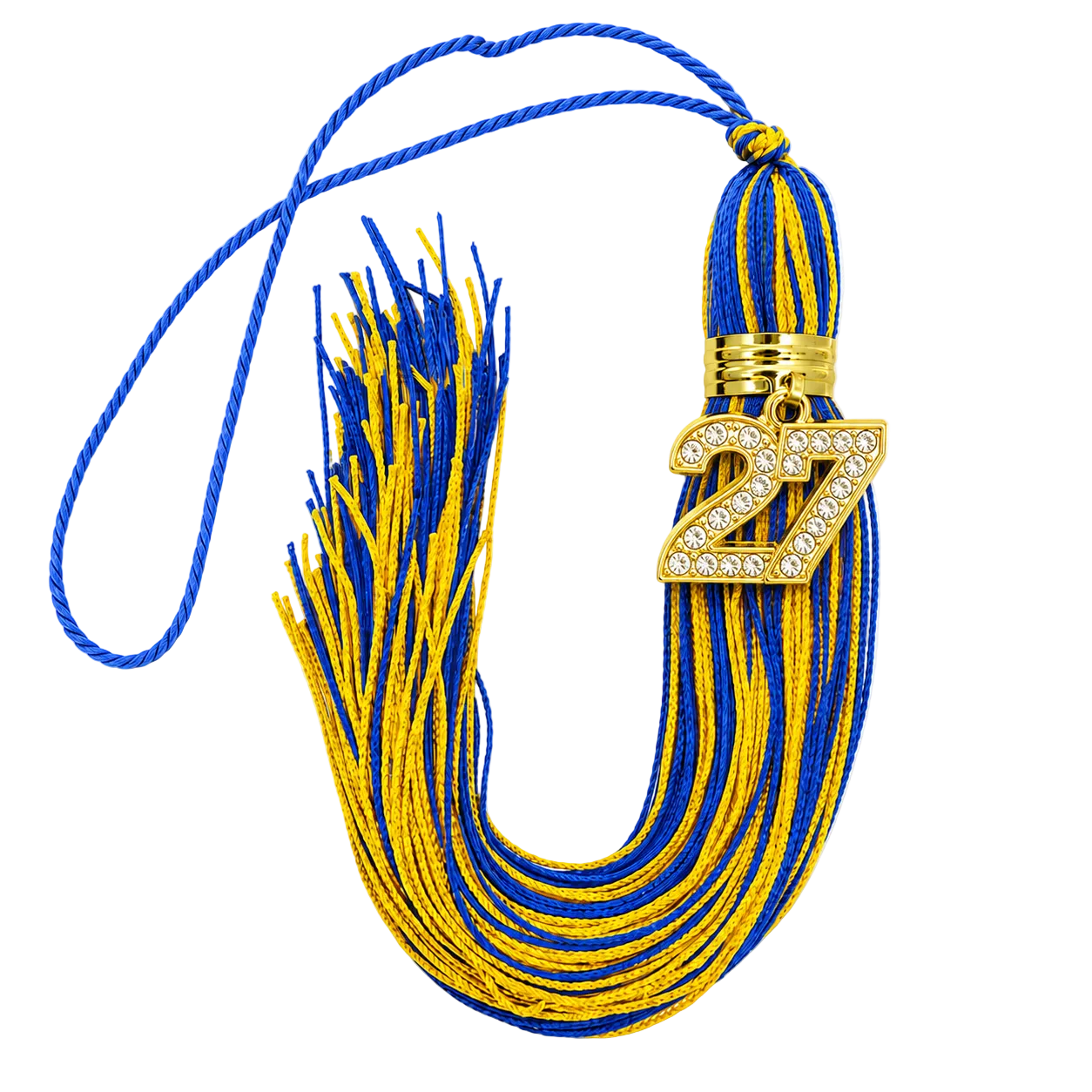 Royal Blue and Yellow Gold - Jumbo Bling Tassel