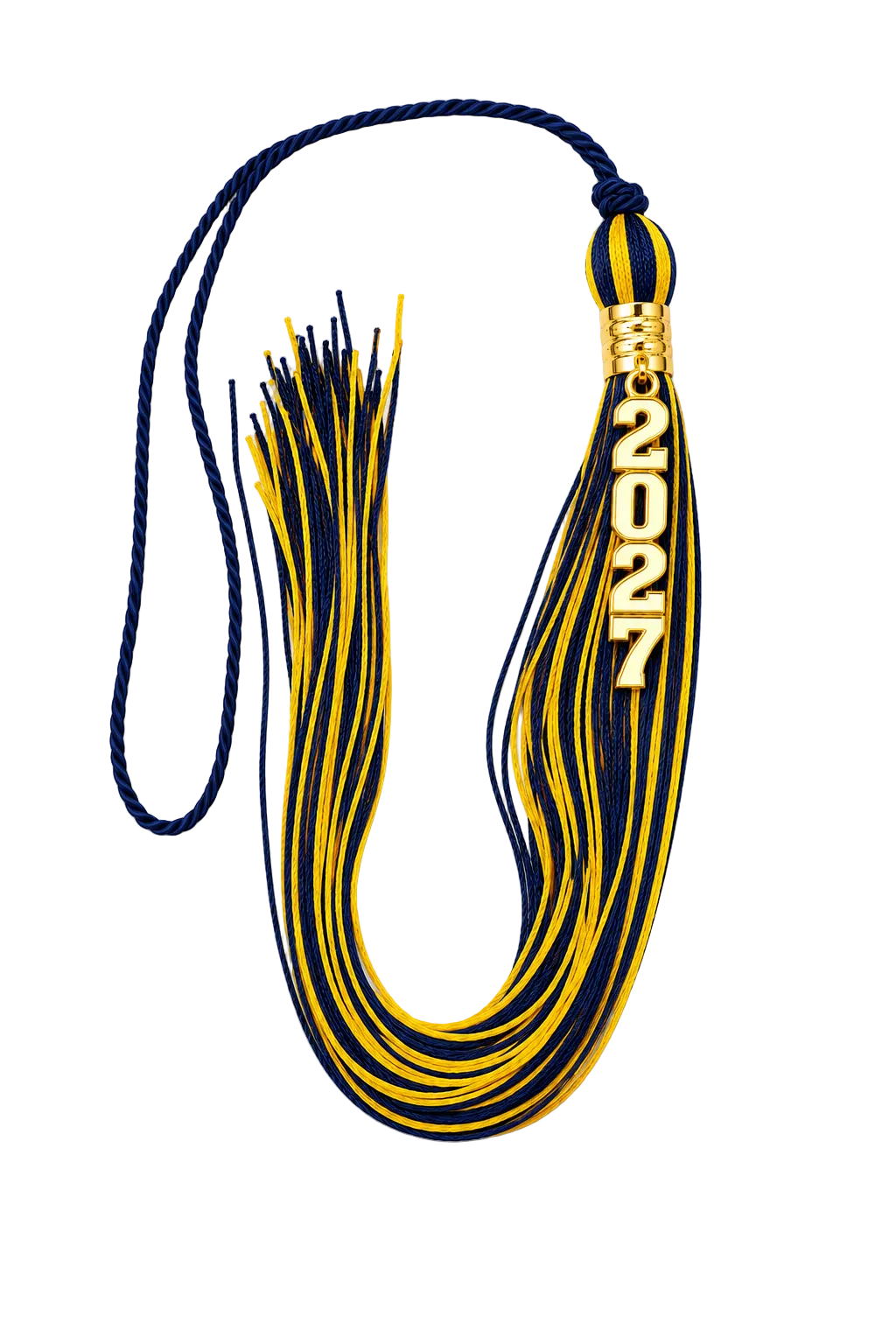 Navy and Yellow Gold - Stacked Tassel
