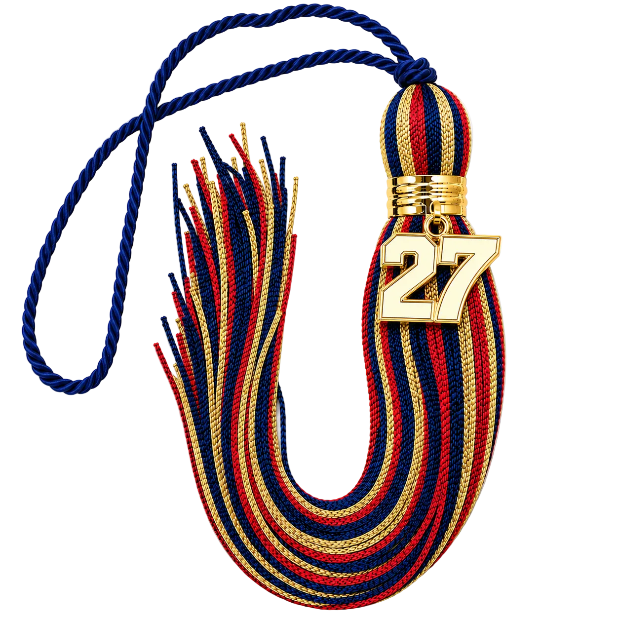 Navy, Cardinal and Old Gold - Jumbo Varsity Tassel