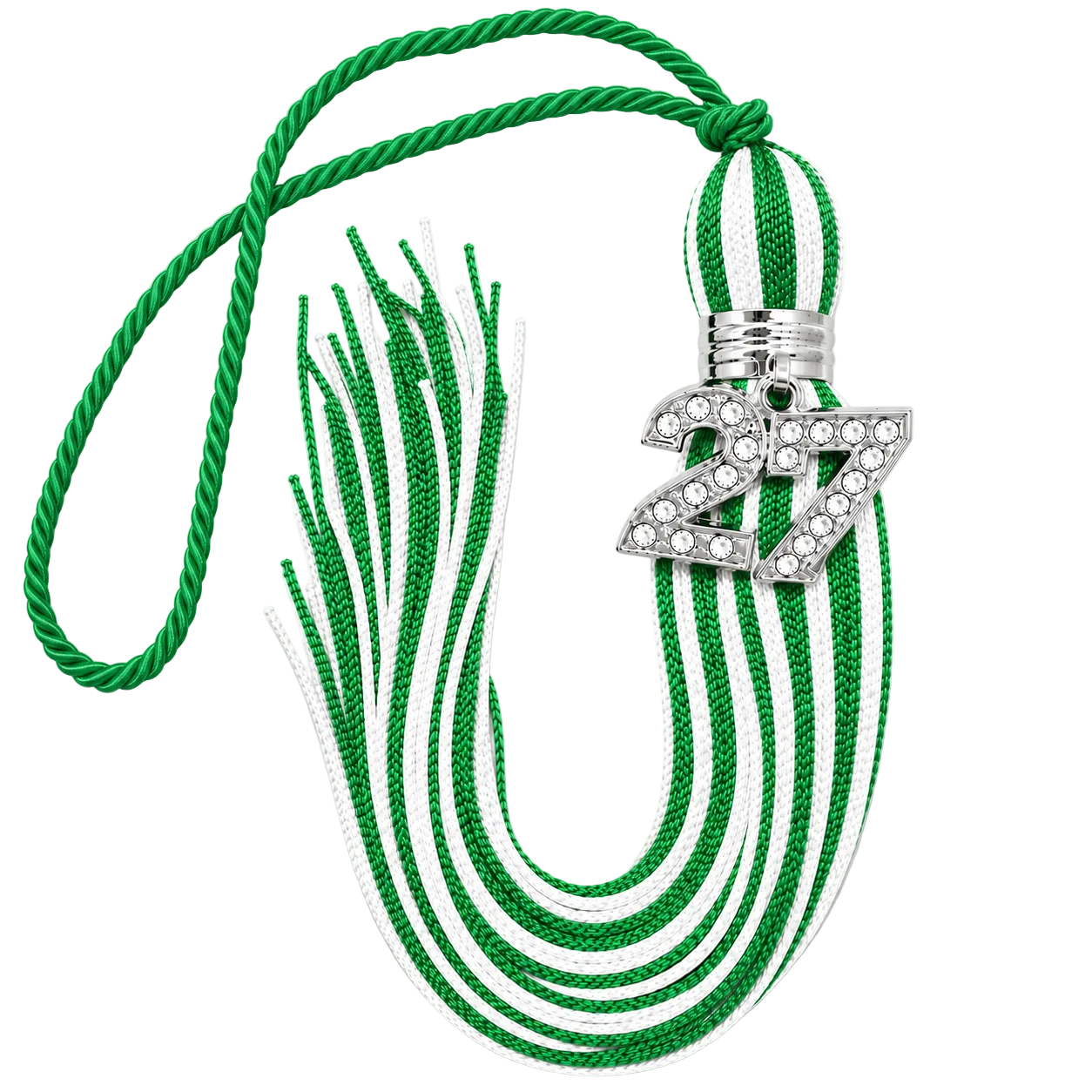 Green and White - Jumbo Bling Tassel