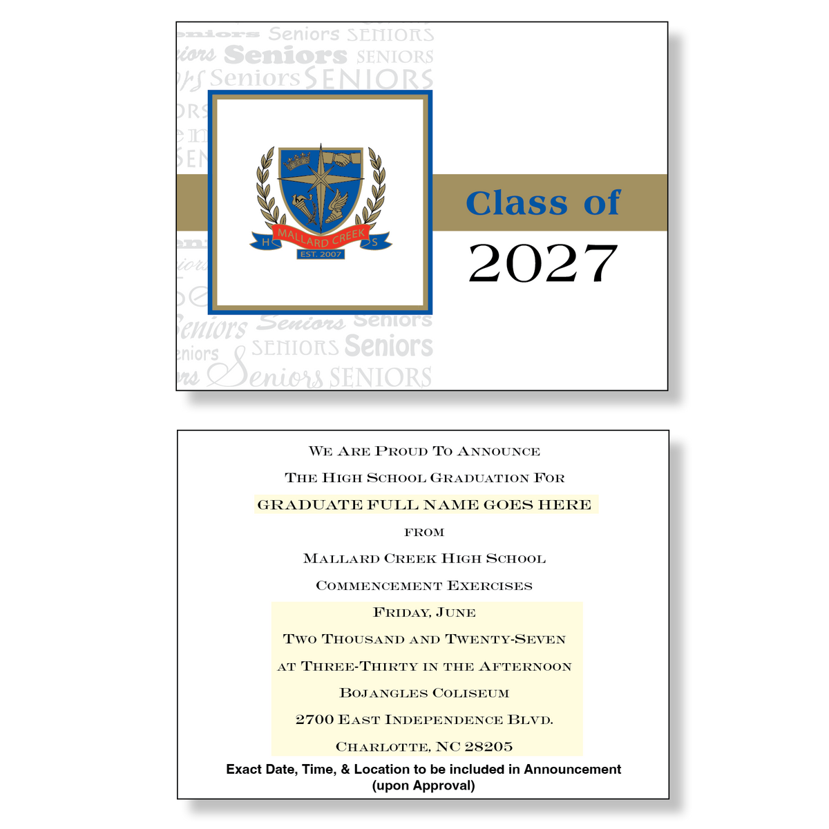 Mallard Creek Package of 10 Announcements