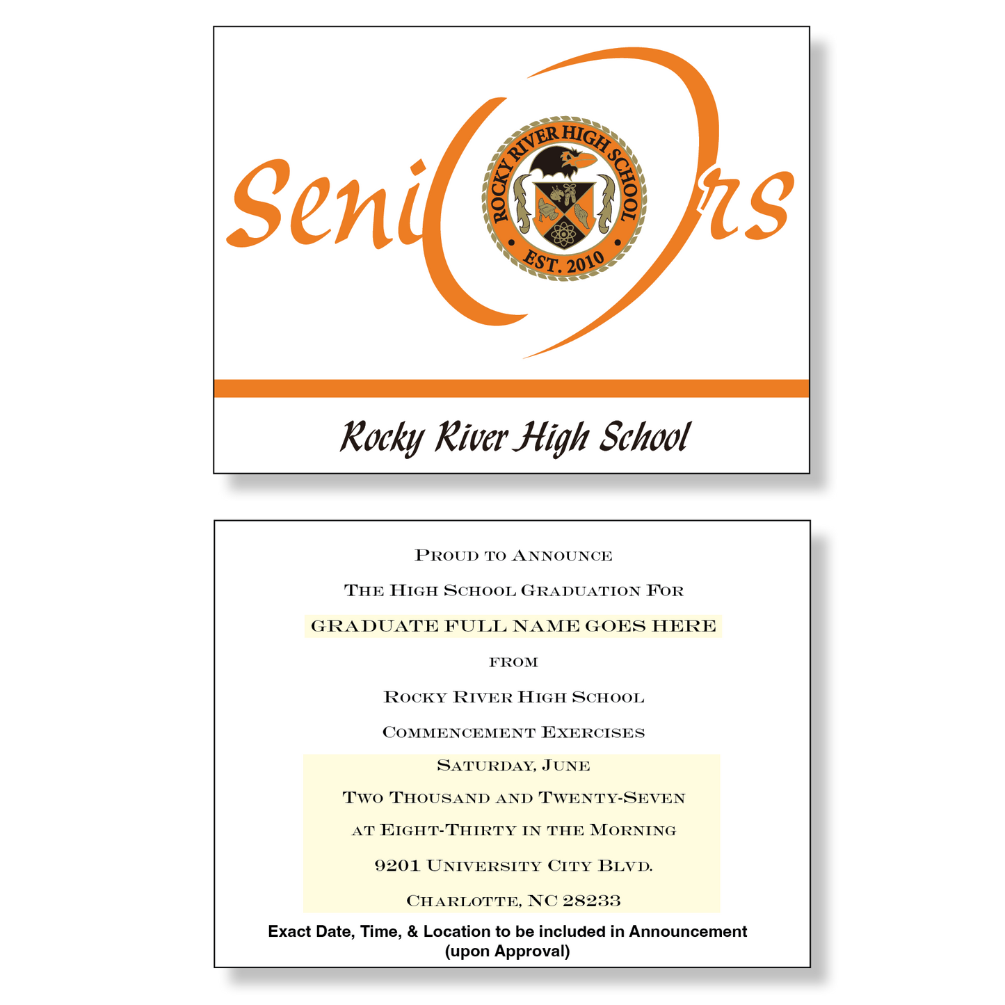 Rocky River Package of 10 Announcements