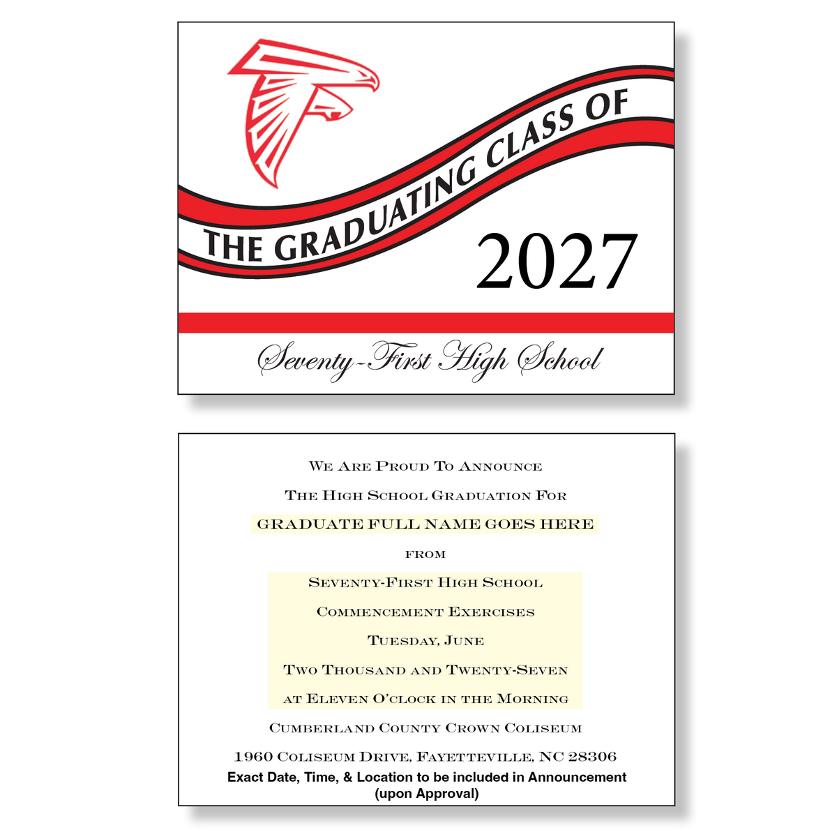 Seventy- First High School Package of 10 Announcements