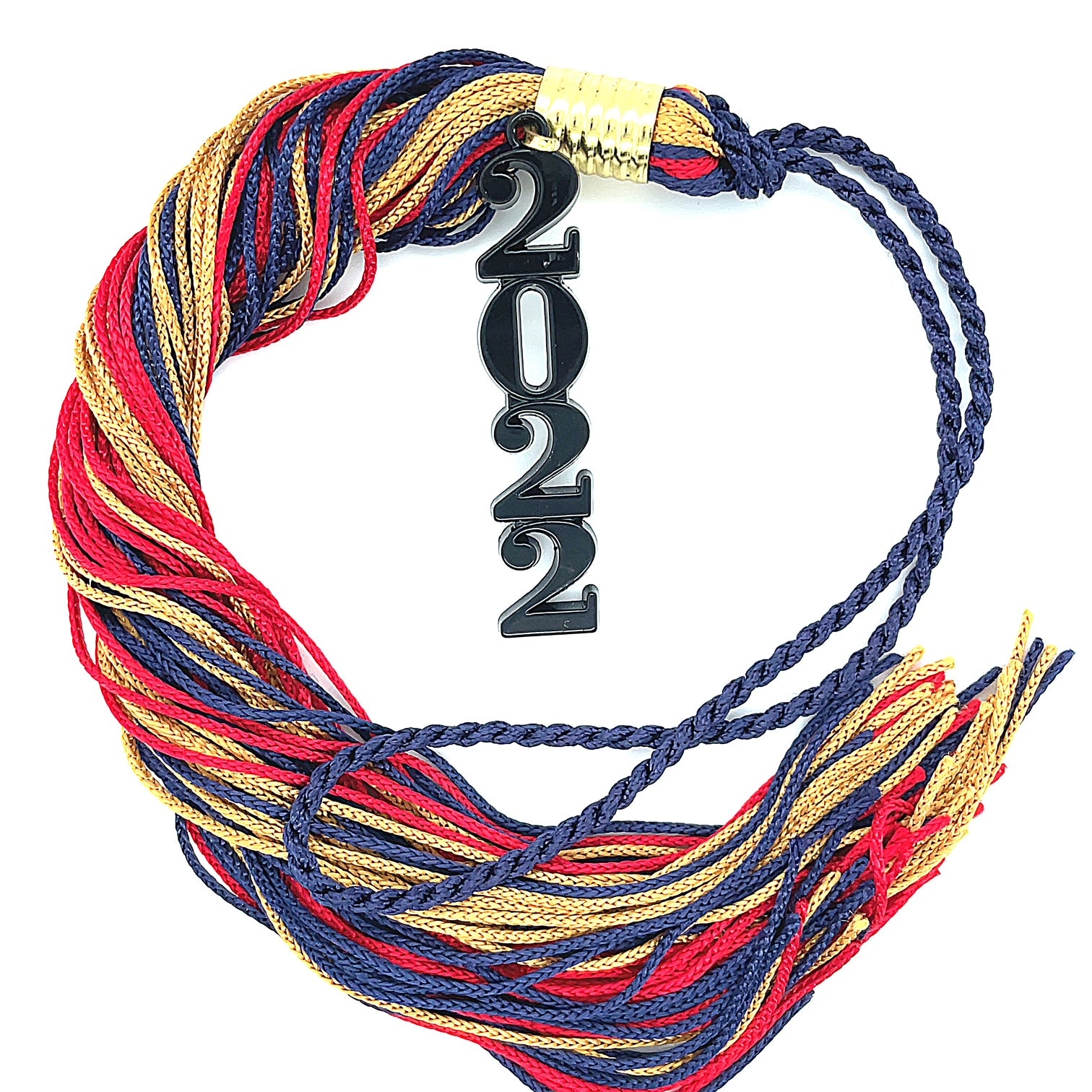 Stacked Black Souvenir Tassel Navy, Cardinal and Vegas Gold