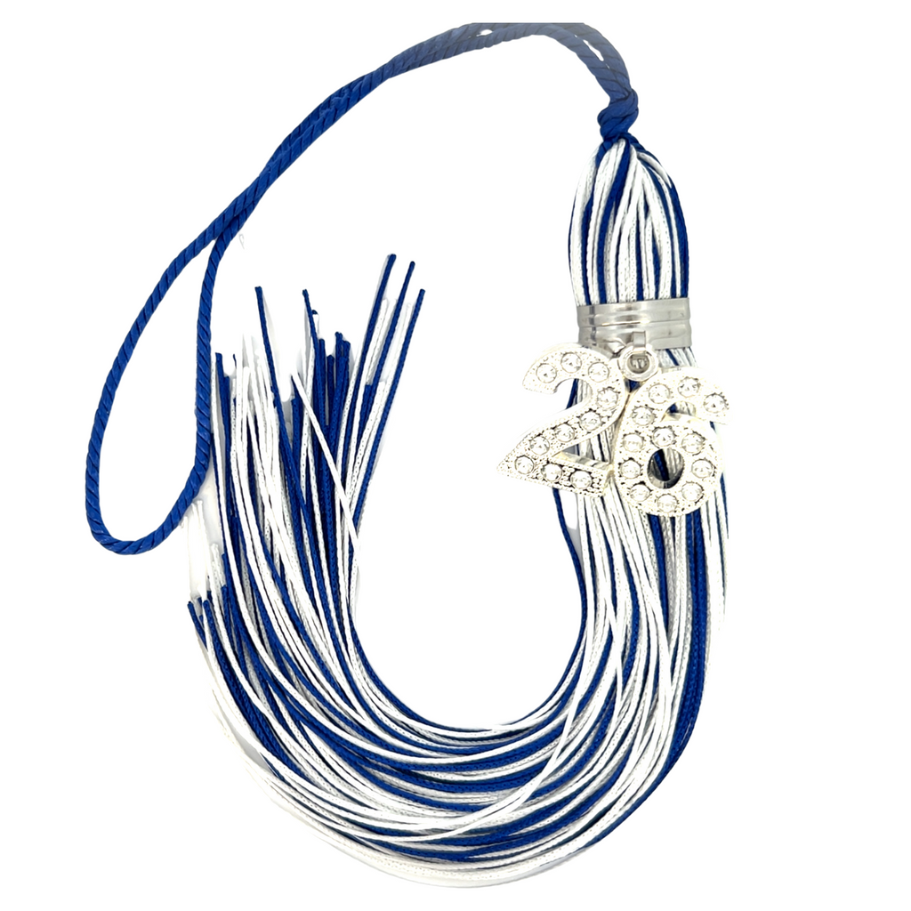 Blue and White - Jumbo Bling Tassel