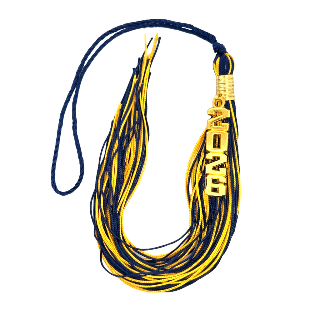 Navy and Yellow Gold - Stacked Tassel