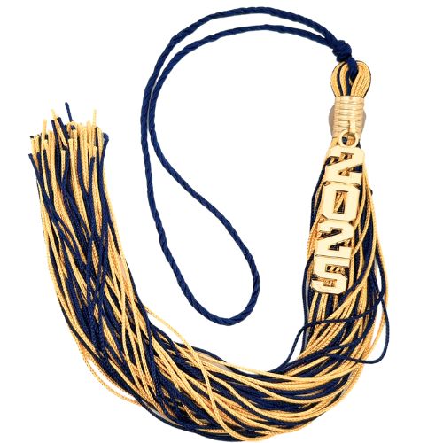 Stacked Gold Souvenir Tassel - Navy and Vegas Gold