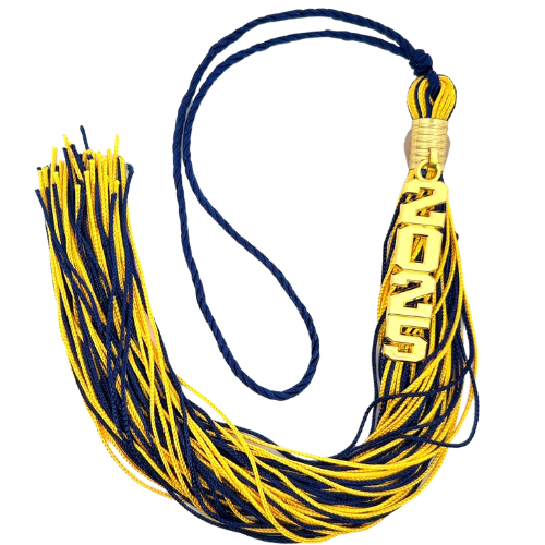 Stacked Gold Souvenir Tassel - Navy and Yellow Gold