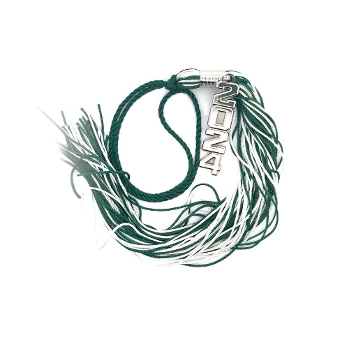 Stacked Silver Souvenir Tassel - Forest Green, Black and White