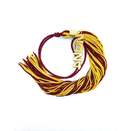 Stacked Gold Souvenir Tassel - Maroon and Tiffany Gold
