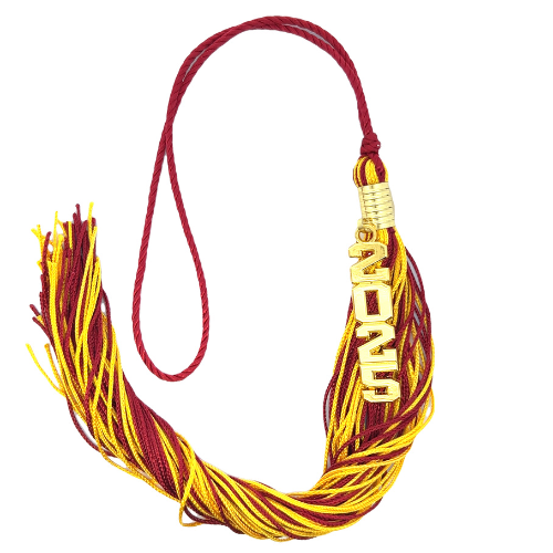 Stacked Gold Souvenir Tassel - Maroon and Tiffany Gold