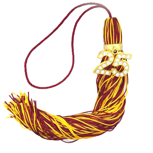 Jumbo Gold Bling Tassel - Maroon and Tiffany Gold