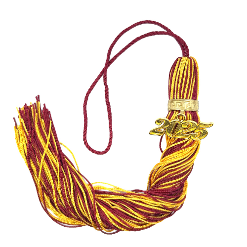 Jumbo Tassel - Maroon and Tiffany Gold + Gold Clasp