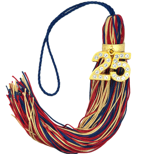 Jumbo Gold Bling Tassel - Navy, Cardinal and Vegas Gold