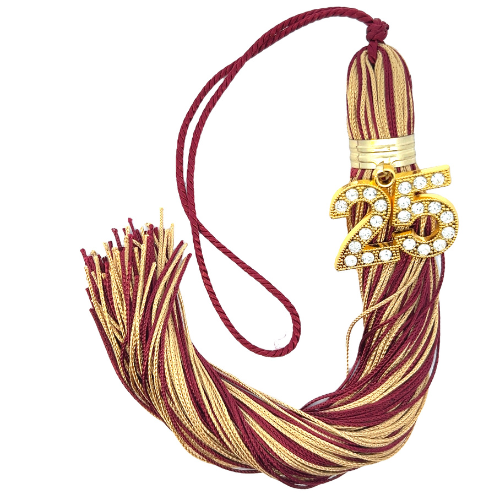 Jumbo Gold Bling Tassel - Maroon and old Gold