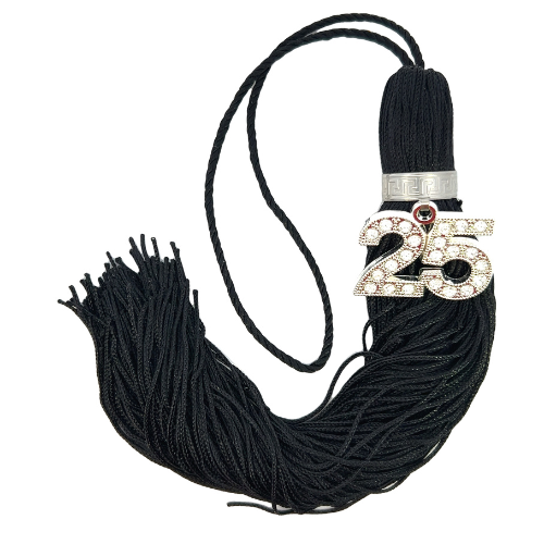 Jumbo Silver Bling Tassel - Black