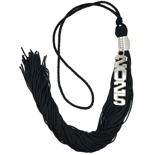 Stacked Souvenir Tassel - Black - Silver Drop Date