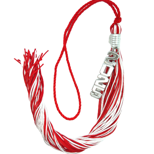 Stacked Silver Souvenir Tassel - Red and White