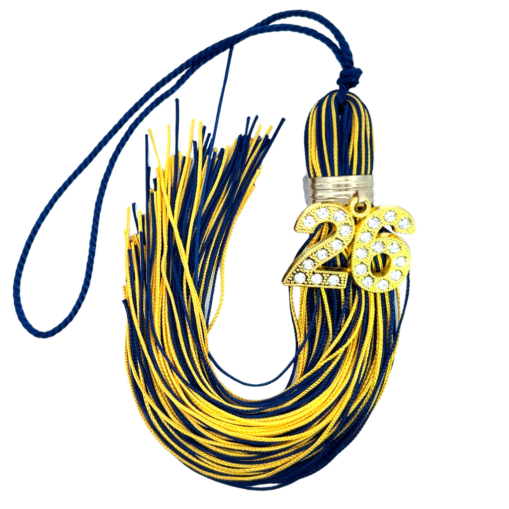 Navy and Yellow Gold - Jumbo Bling Tassel
