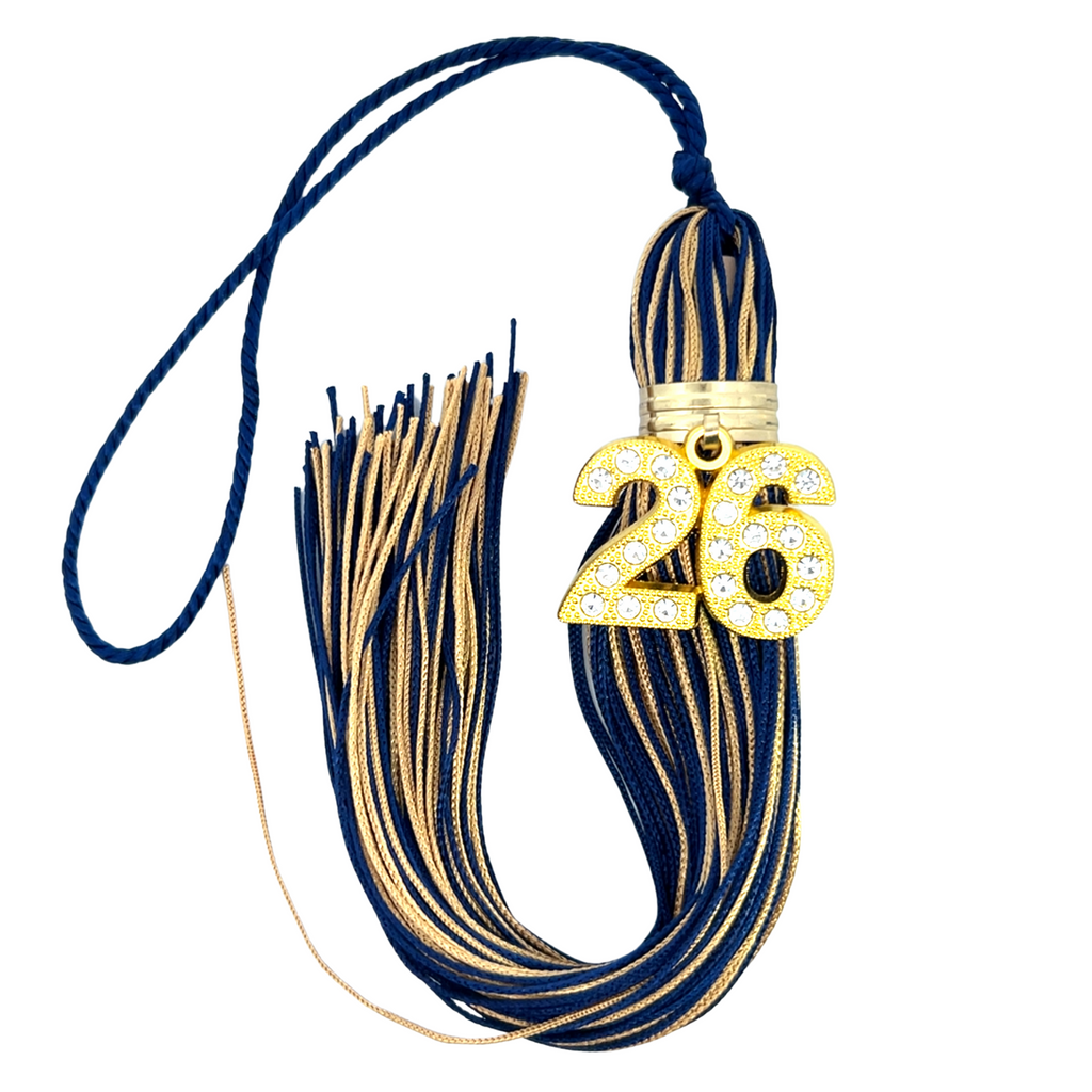 Navy and Old Gold - Jumbo Bling Tassel