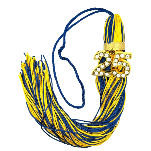 Jumbo Gold Bling Tassel - Navy and Yellow Gold