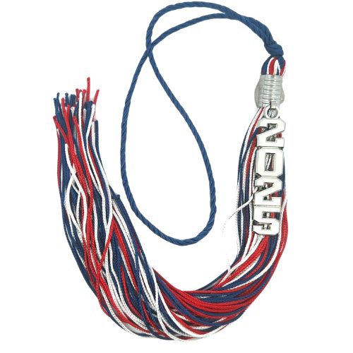 Stacked Silver Souvenir Tassel - Red, White and Blue