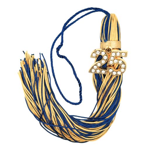 Jumbo Gold Bling Tassel - Navy and Vegas Gold