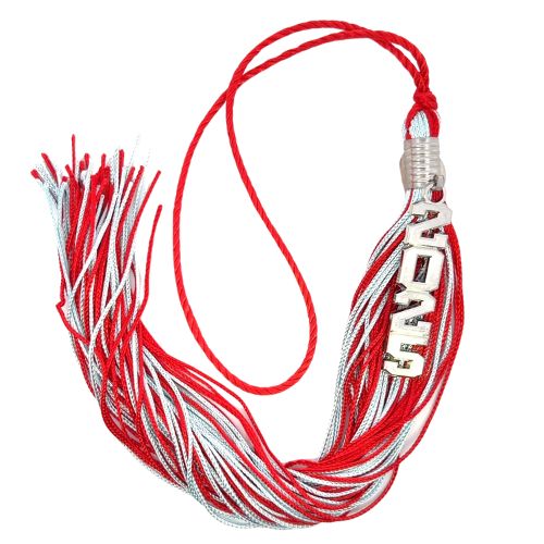 Souvenir Tassel - Stacked Date - Red and Columbia Blue