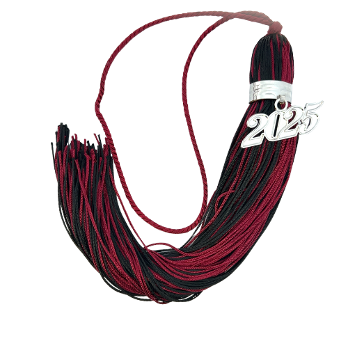 Jumbo Tassel - Maroon and Black + Silver Clasp