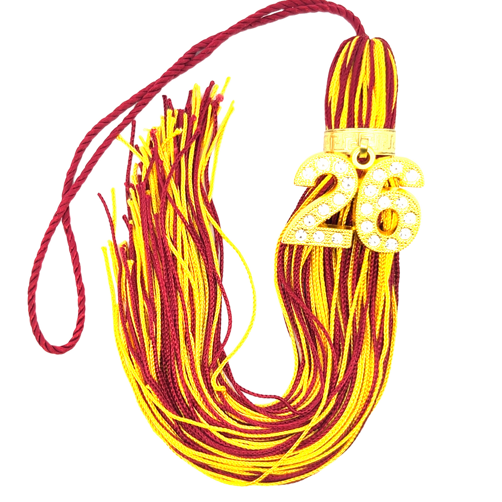 Maroon and Yellow Gold - Jumbo Bling Tassel