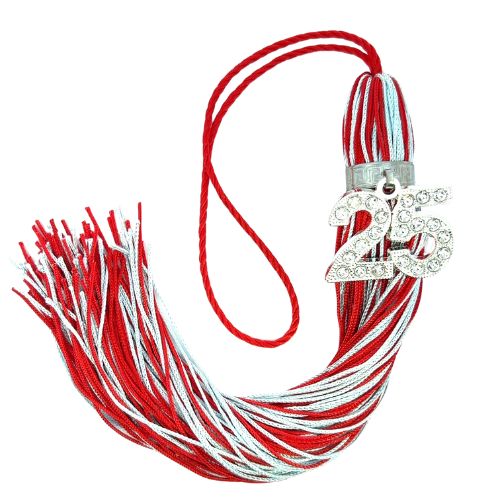 Jumbo Bling Tassel - Red and Columbia Blue