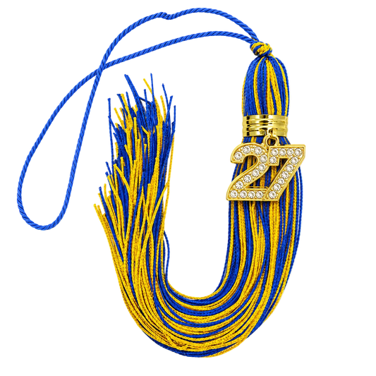 Royal Blue and Yellow Gold - Jumbo Bling Tassel