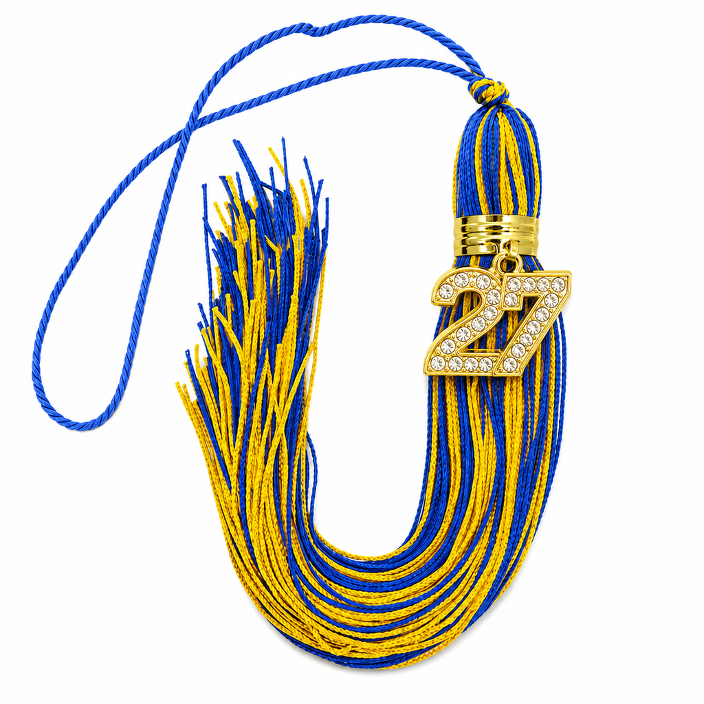Royal Blue and Yellow Gold - Jumbo Bling Tassel
