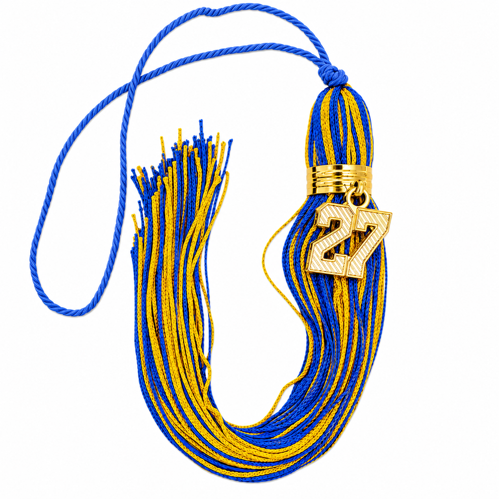 Royal Blue and Yellow Gold - Jumbo Varsity Tassel