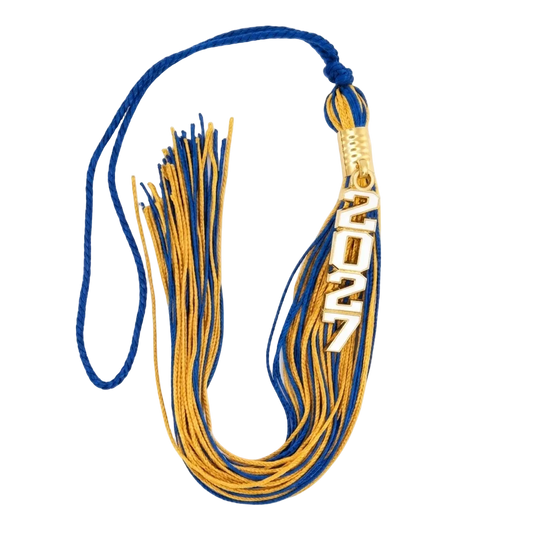 Royal Blue and Yellow Gold - Stacked Tassel