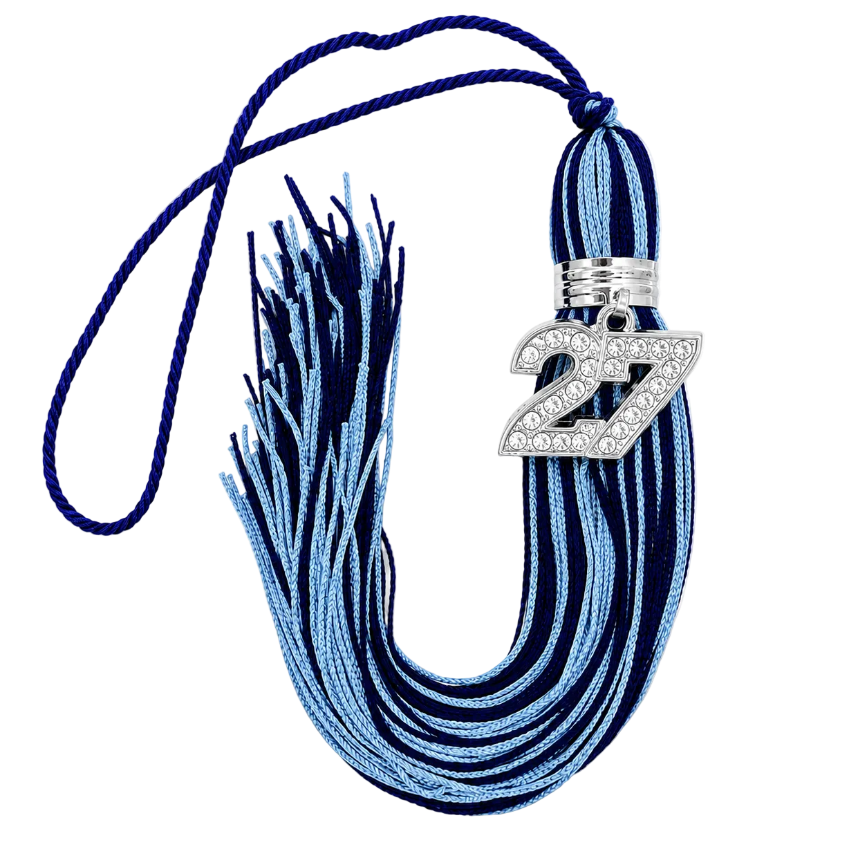 Navy Blue and Columbia Blue  - Jumbo Bling Tassel