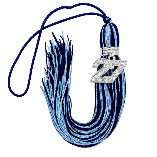 Navy Blue and Columbia Blue  - Jumbo Bling Tassel