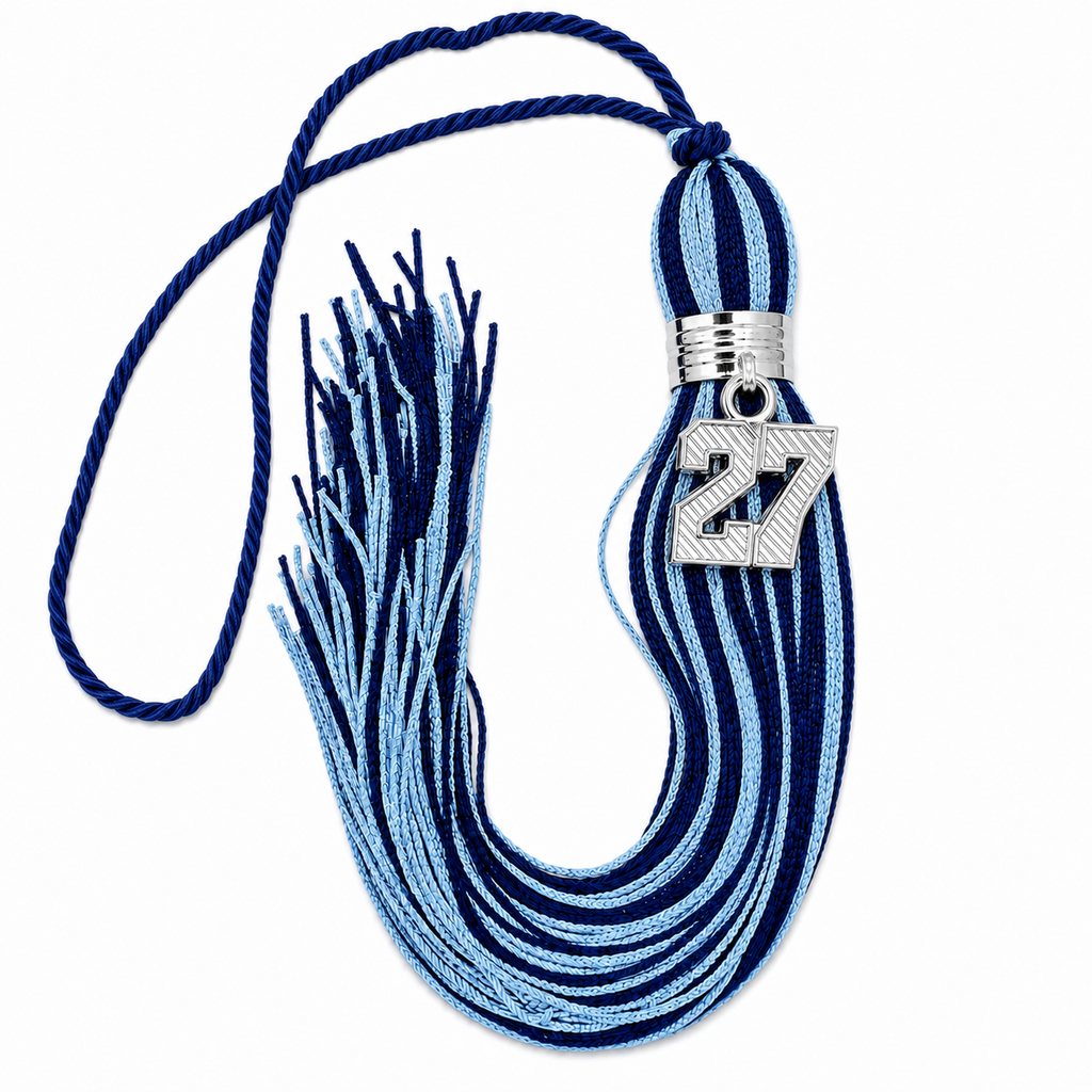 Navy Blue and Columbia Blue -  Jumbo Varsity Tassel