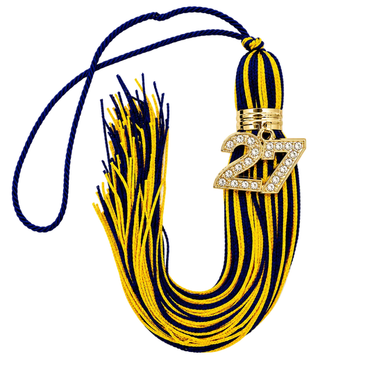 Navy and Yellow Gold - Jumbo Bling Tassel