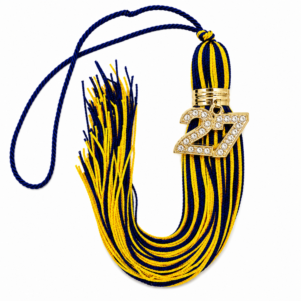 Navy and Yellow Gold - Jumbo Bling Tassel