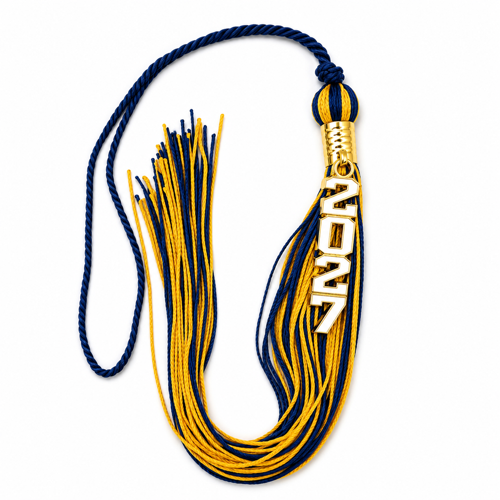 Royal Blue and Yellow Gold - Stacked Tassel