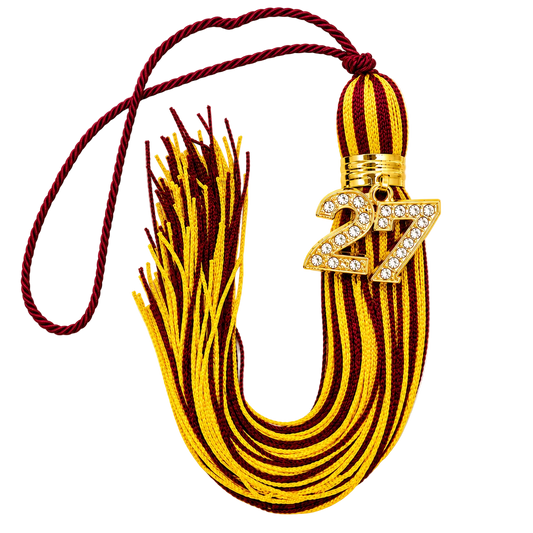 Maroon and Yellow Gold - Jumbo Bling Tassel