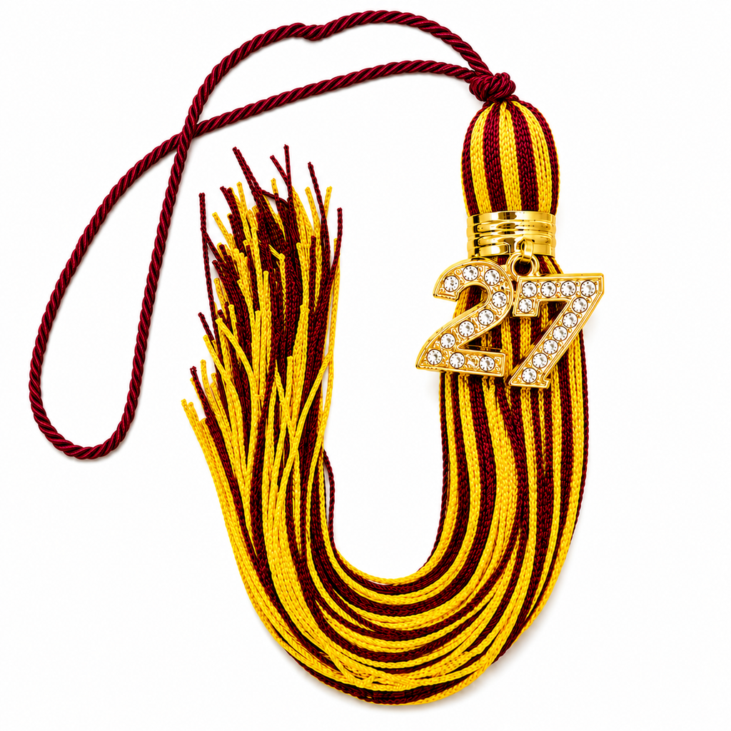 Maroon and Yellow Gold - Jumbo Bling Tassel