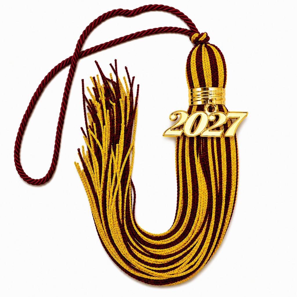 Maroon and Yellow Gold - Jumbo Tassel