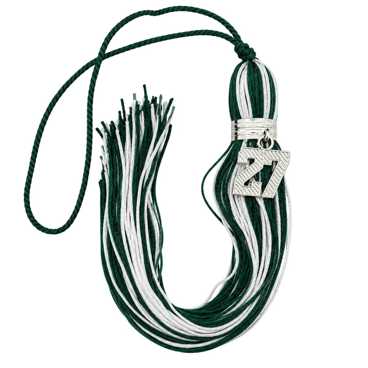 Forest Green and White  - Jumbo Varsity Tassel