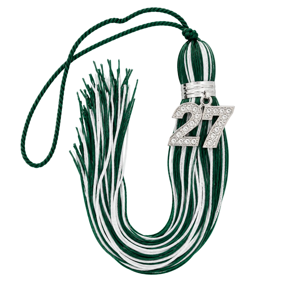 Forest Green and White - Jumbo Bling Tassel
