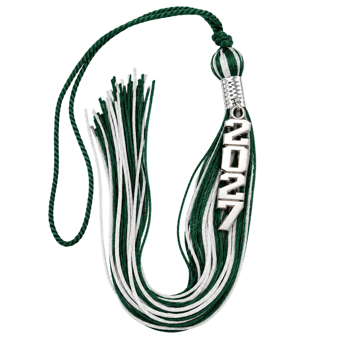 Forest Green and White - Stacked Tassel