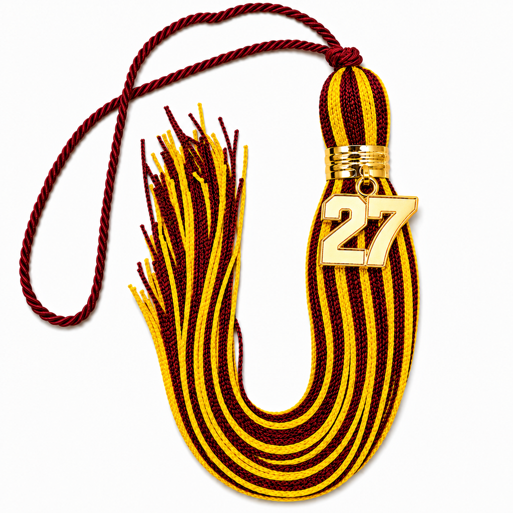 Maroon and Yellow Gold - Jumbo Varsity Tassel