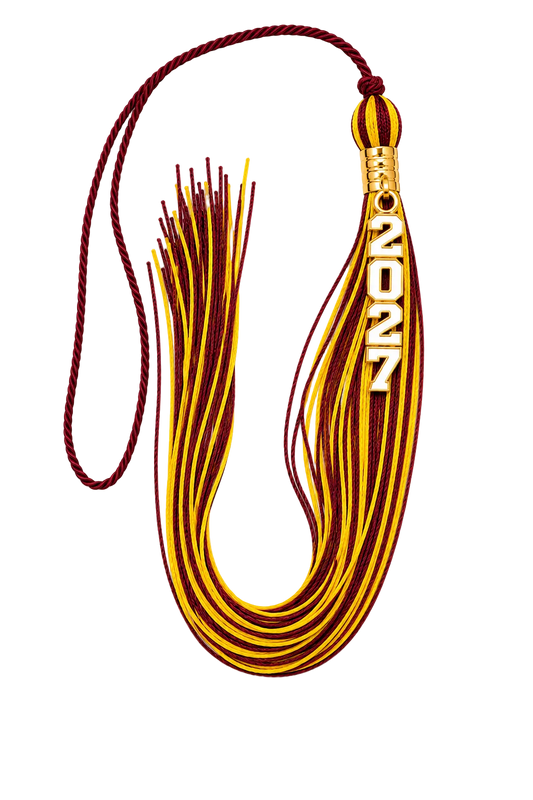 Maroon and Yellow Gold - Stacked Souvenir Tassel