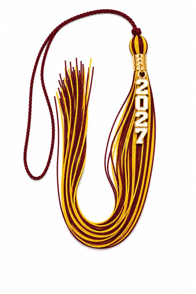 Maroon and Yellow Gold - Stacked Souvenir Tassel